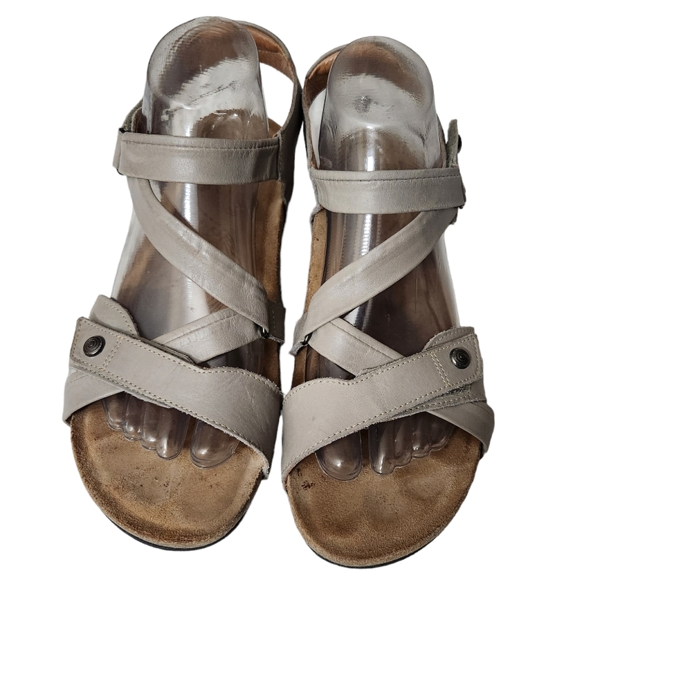 Taos Womens EU 41 US 10-10.5 Trulie Sandals Gray/TanLeather Straps Cushion